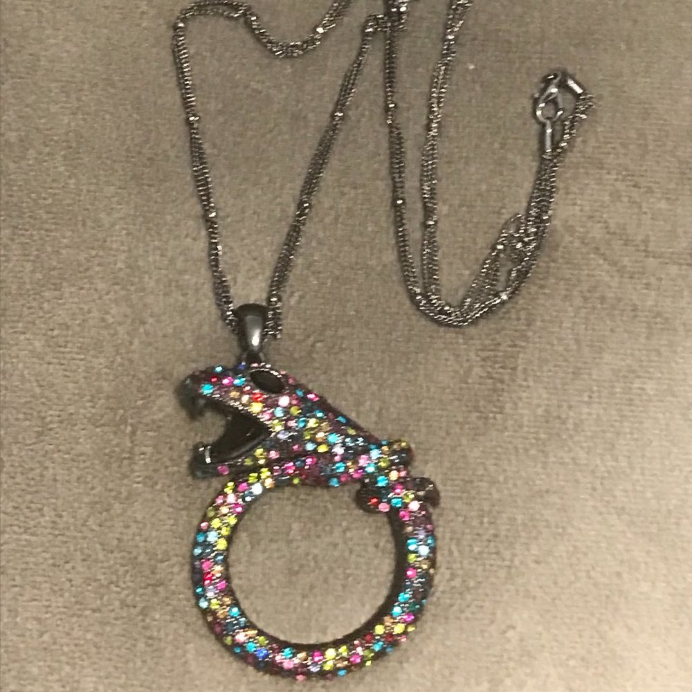 Jeweled Snake Pendant Necklace